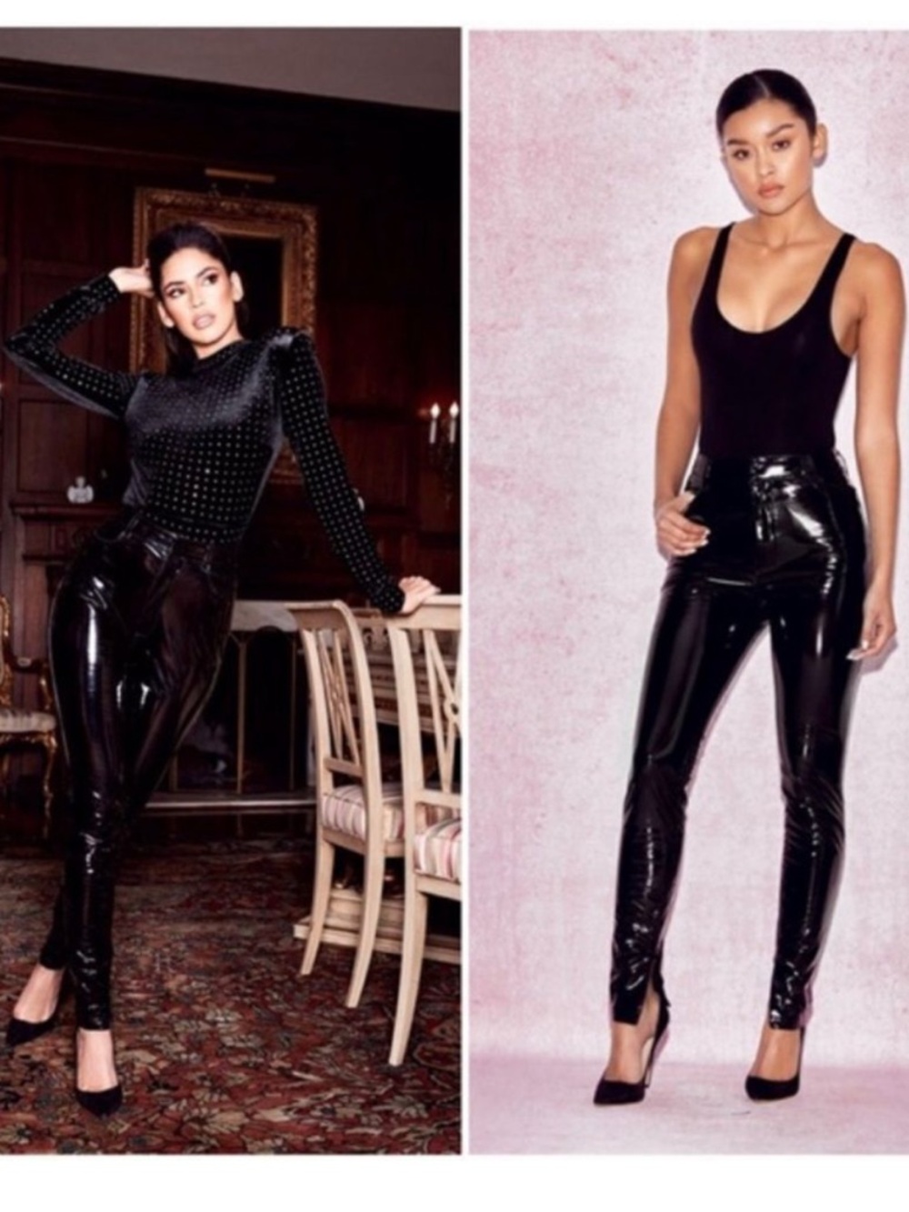 House of CB Black High-Shine Vinyl Skinny Pants